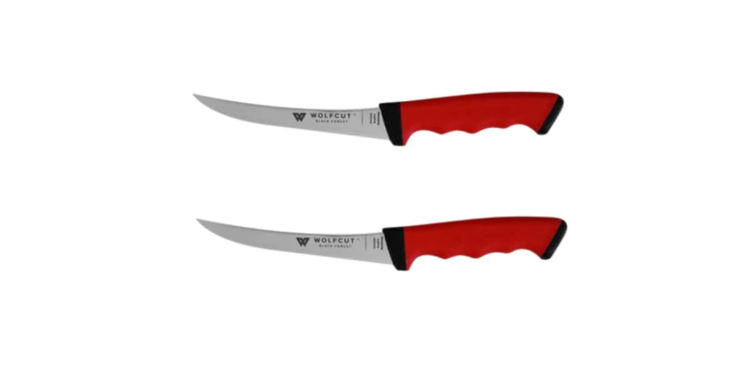 Wolfcut SoftGrip Serie - Metzgermesser-Set 2-tlg. - Ausbeinmesser 13/15 cm gebogene flex Klinge
