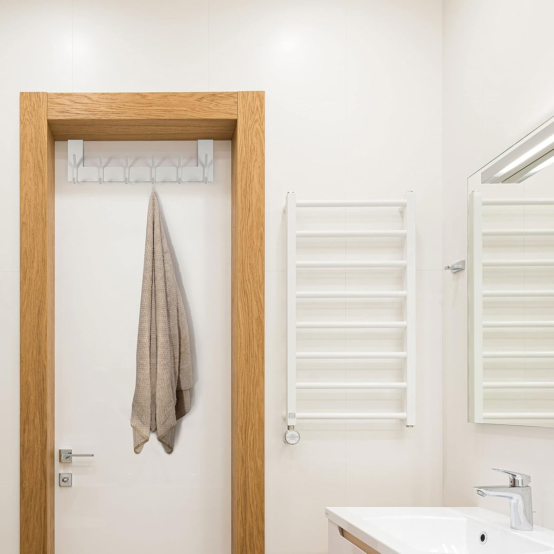 WEBI Türgarderobe mit 6 Haken,Türhaken zum Einhängen,Türaufhänger,Kleiderhaken Tür,Haken Tür,Türhake