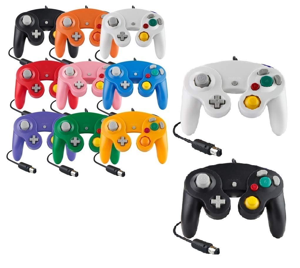 Controller Für Game Cube Weiss und Switch kabelgebunden Gamepad Joypad (Schwarz / Weiss), Schwarz /