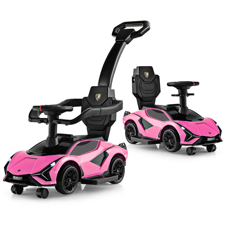GOPLUS 3 in 1 Rutschauto, Lamborghini Schiebauto mit abnehmbarem Universalrad, USBs, Musik, Stauraum