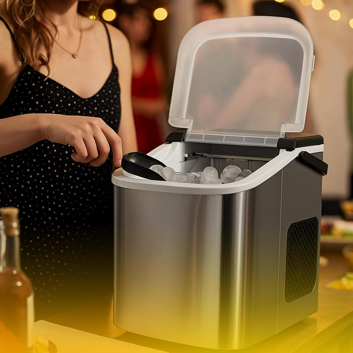 Retoo Eiswürfelmaschine, 12kg/tag Kompakt Ice Maker 9 Eiswürfel/6 Min für Küche Bar Büro – Schneller