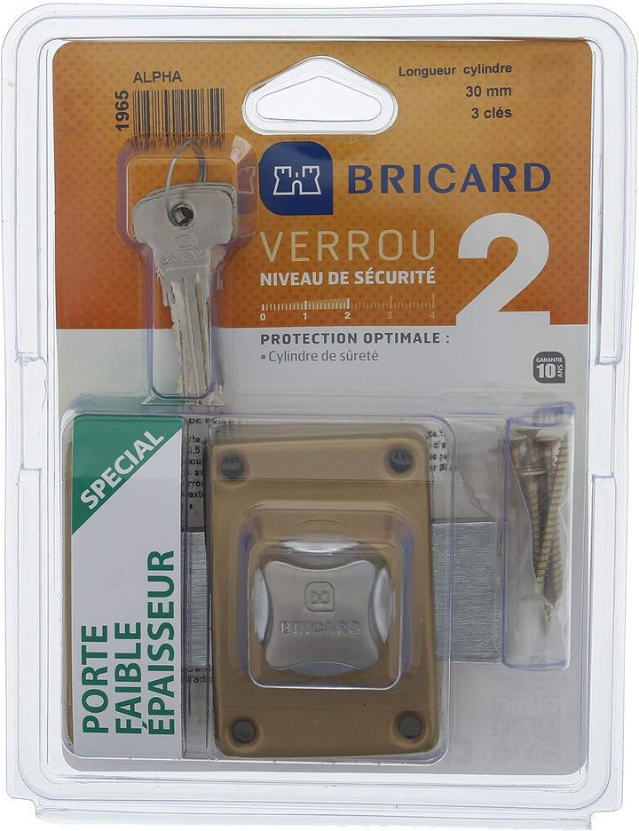 BRICARD 1965 SCHLOSS Alpha mit Knopf Zylinder 30 mm Ø 22 mm gold mit Knopf 30 mm ø 22 mm Goldfarben,