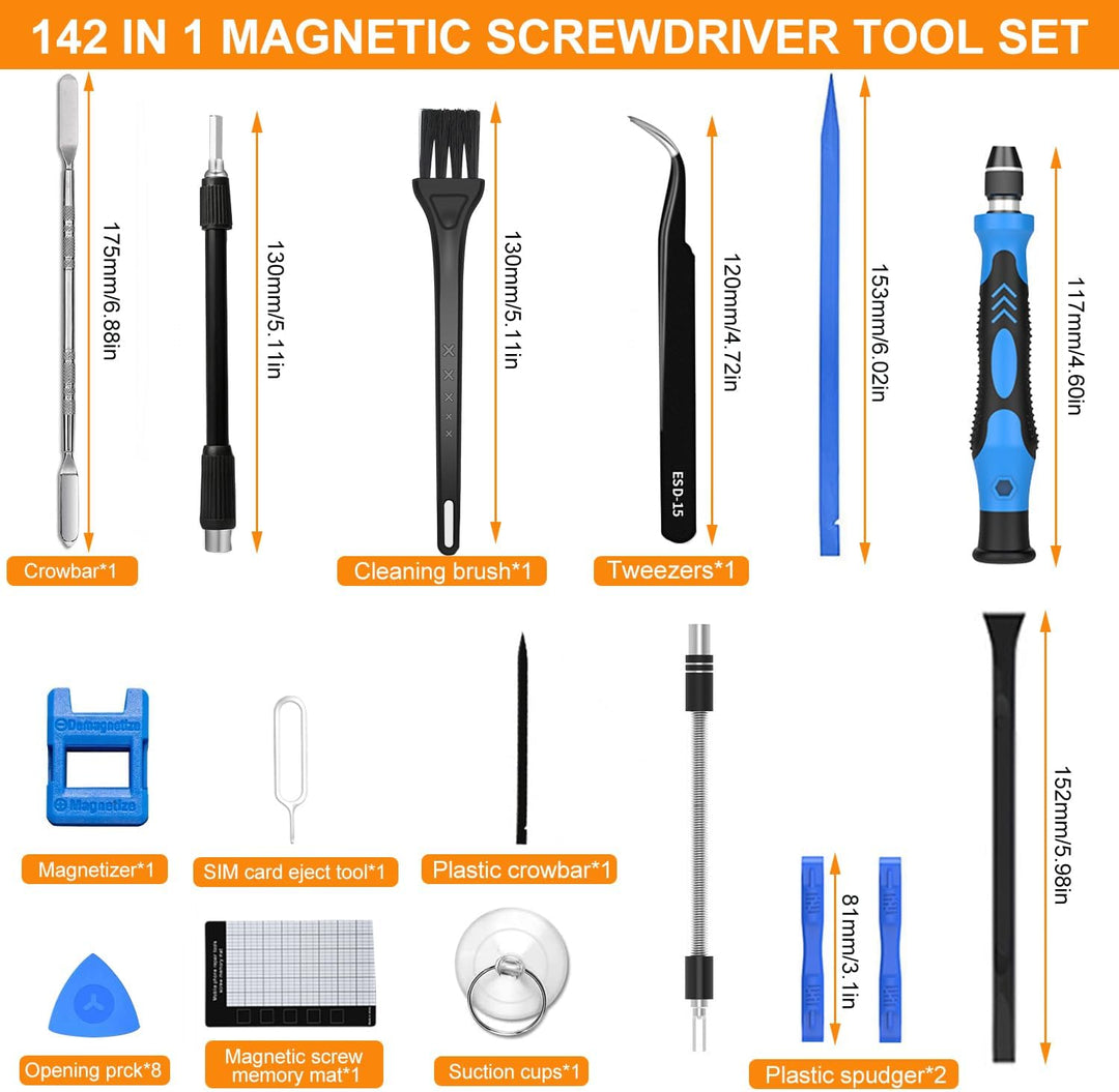 142 in 1 Feinmechaniker Werkzeug Schraubendreher Set, Werkzeugset, Precision Screwdriver Set, Handy