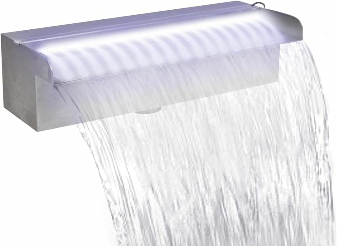 Lechnical Pool-Wasserfall Fontäne mit LEDs Rechteckig Teich Pool Brunnen Pool-Fontaene Wasserfontaen