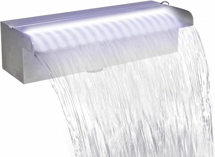 Lechnical Pool-Wasserfall Fontäne mit LEDs Rechteckig Teich Pool Brunnen Pool-Fontaene Wasserfontaen