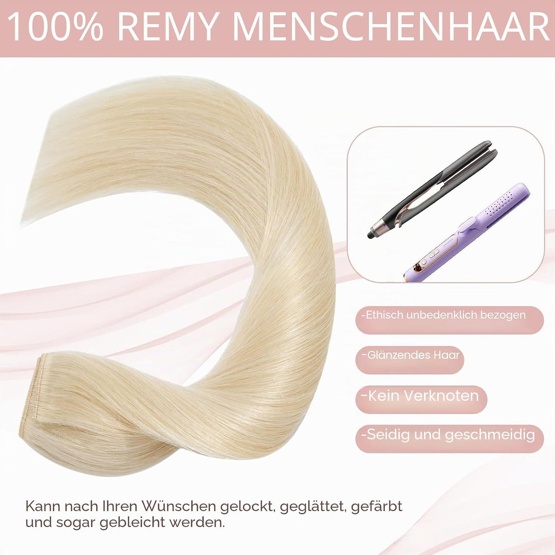 Silk-co Clip in Extensions Echthaar 1Pc 5Clips, Clip in Echthaar Hair Extensions Remy Clip in Haarve