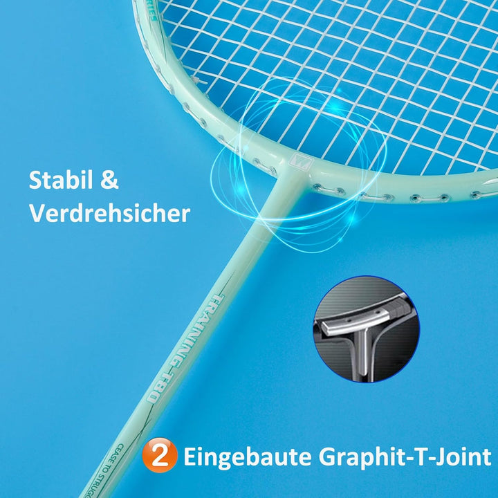 BAIHUALIN WHiZZ Badmintonschläger Set 2 Spieler, Leichter Carbon Graphit Badminton Schläger Federbal