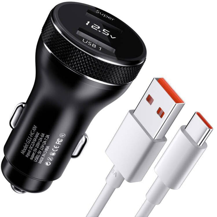 67W Zigarettenanzünder USB Ladegerät mit USB C Kabel 1M für Mi Turbo Charge Auto Schnellladegerät Tu