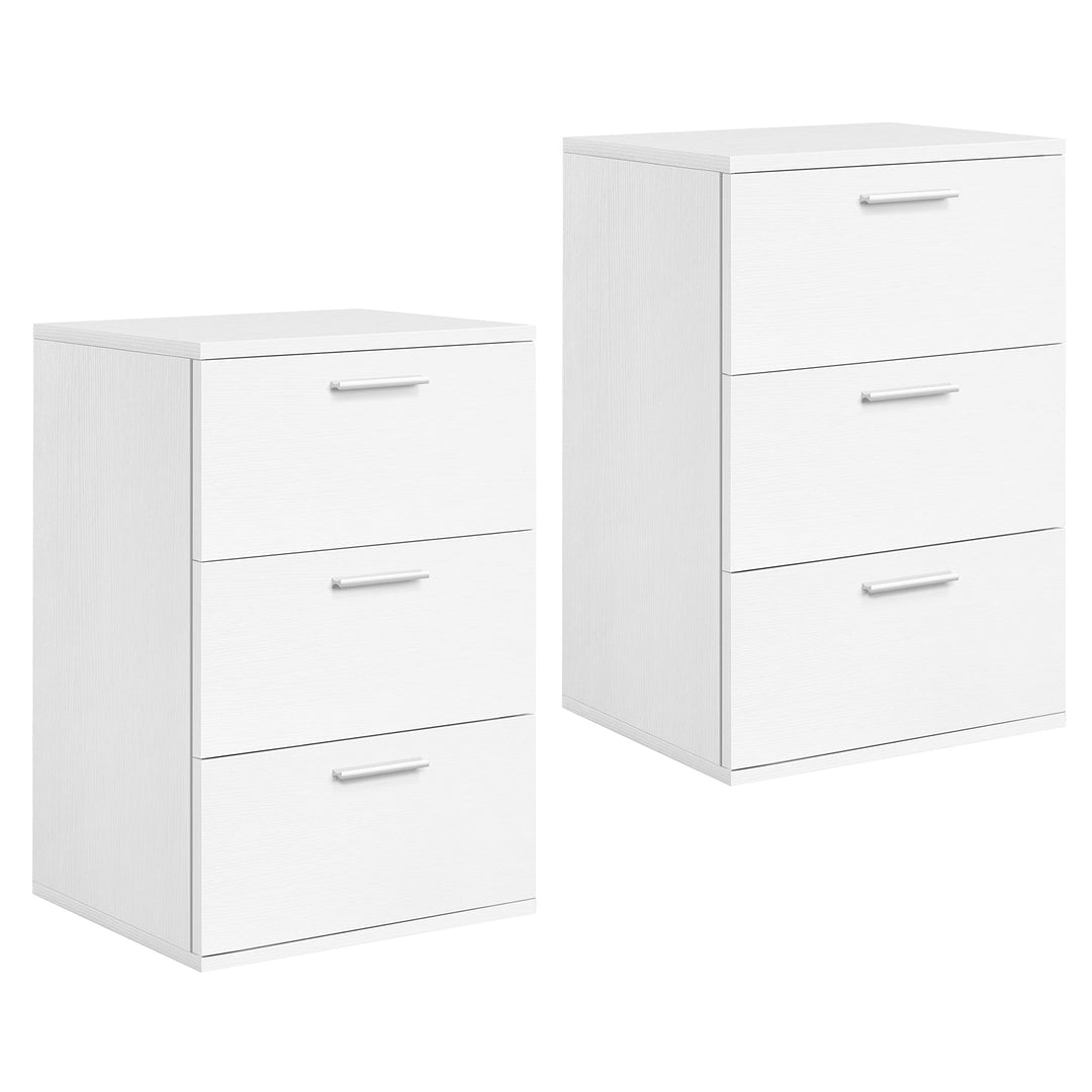 Yaheetech 2 x Nachtschrank Nachttisch Boxspringbett Nachtkommode mit 3 Schubladen 60cm hoch Beistell