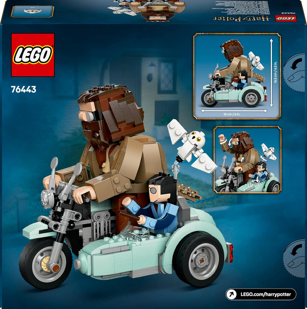 LEGO Harry Potter Hagrids und Harrys Motorradtour, bewegliches Motorrad Spielzeug mit Beiwagen & Hed