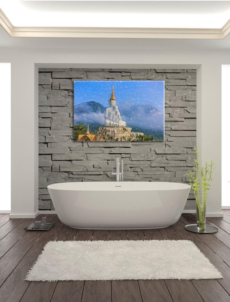 Pixxprint Buddha-Skulptur in Thailand als Leinwandbild/Grösse: 100x70 cm/Wandbild/Kunstdruck/fertig