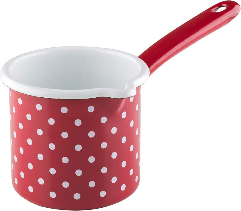 Riess, 0284-077, Schnabeltopf mit Stiel 10 0,75 L, COUNTRY - PÜNKTCHEN ROT, Durchmessser 10 cm, Höhe