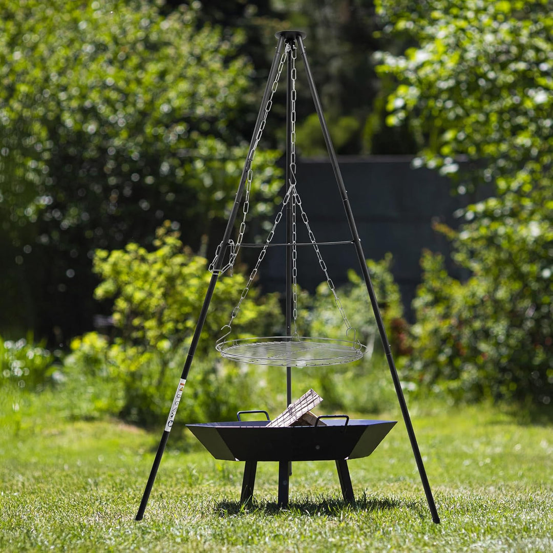 BROWIN® Dreibein-Grillgestell mit Grillrost 330551 | 150 cm Höhe | 50 cm Durchmesser | Schwarz