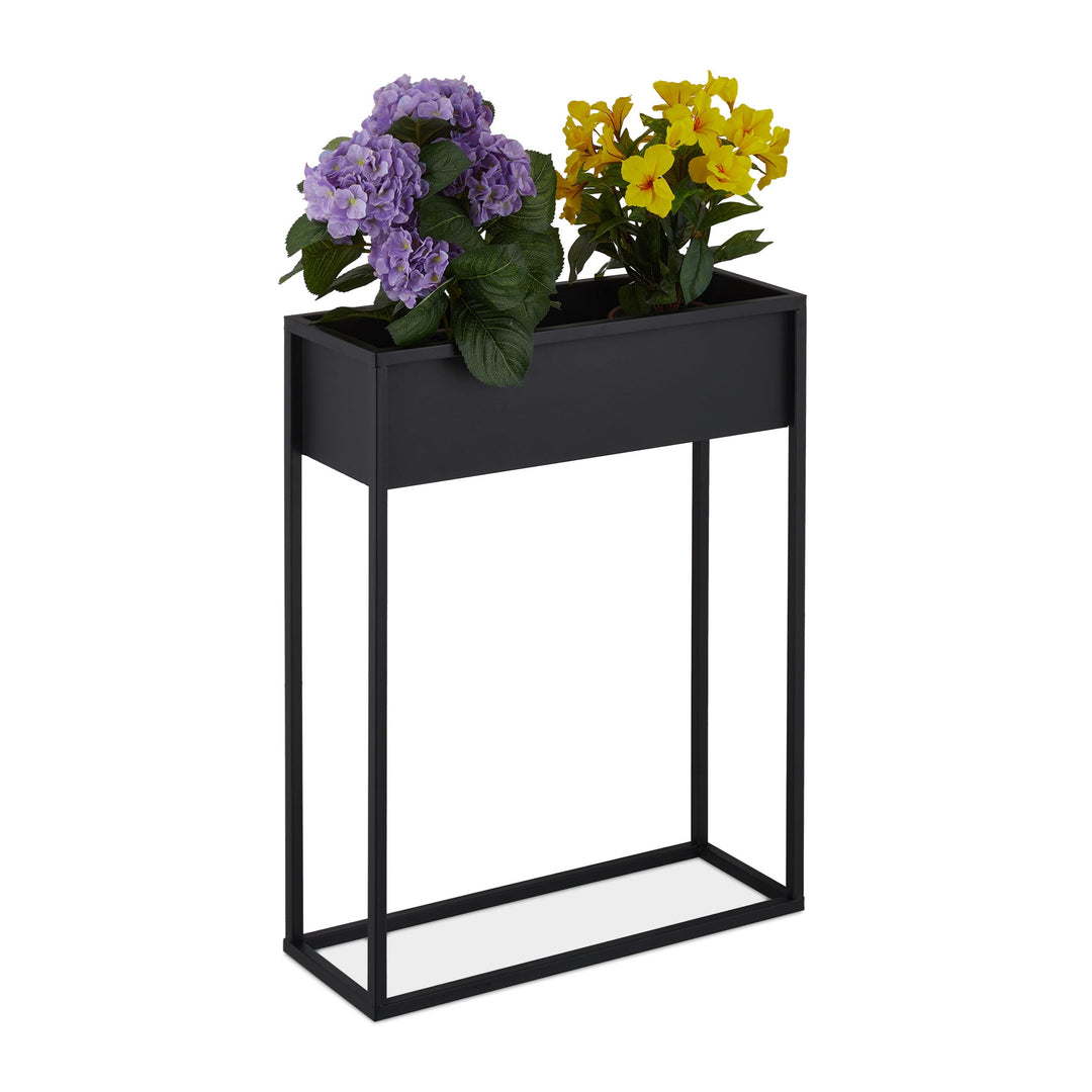 Relaxdays Blumenständer, Metall, HxBxT: 70x55x20 cm, stehend, Wohnzimmer & Küche, rechteckiger Übert