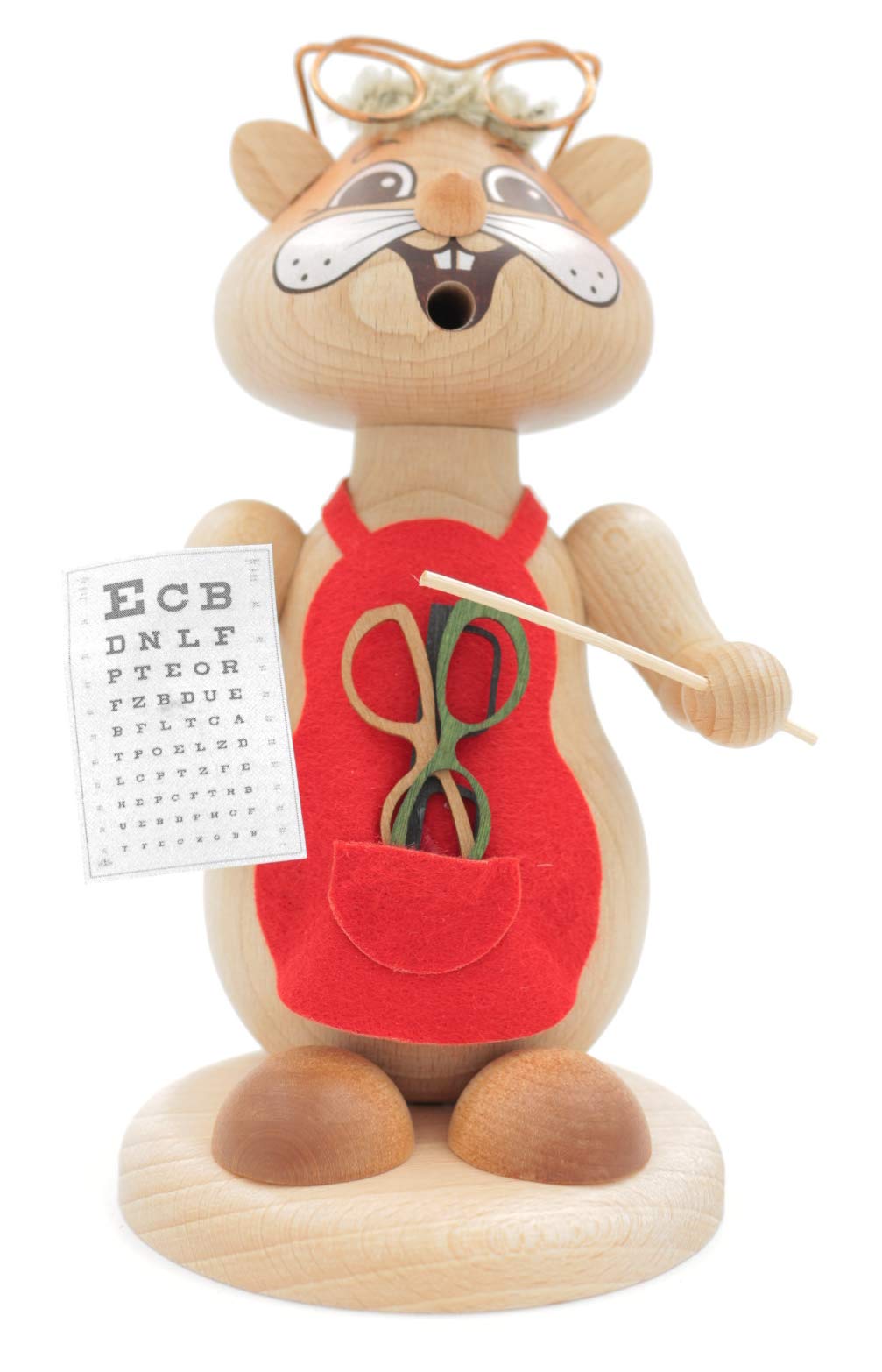 Kuhnert - Erzgebirgische Holzkunst Räuchermann Räucherfigur Hamster 18cm - Optiker