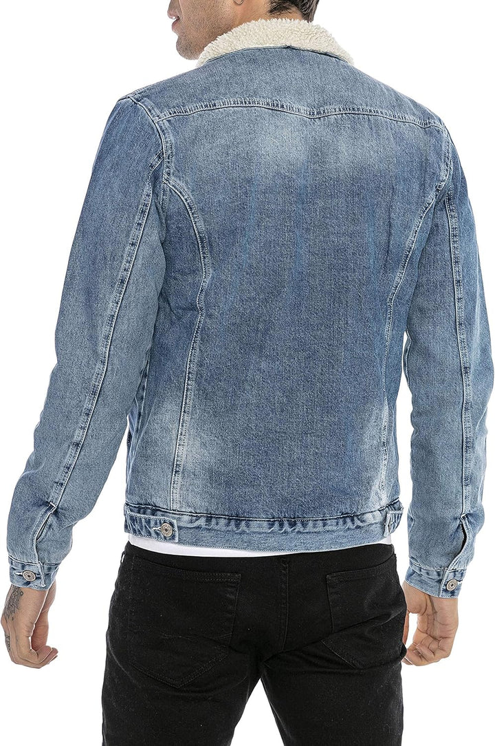 Redbridge Jeansjacke für Herren Jacke Denim Gefüttert Winter Herbst Übergangszeit, Blau