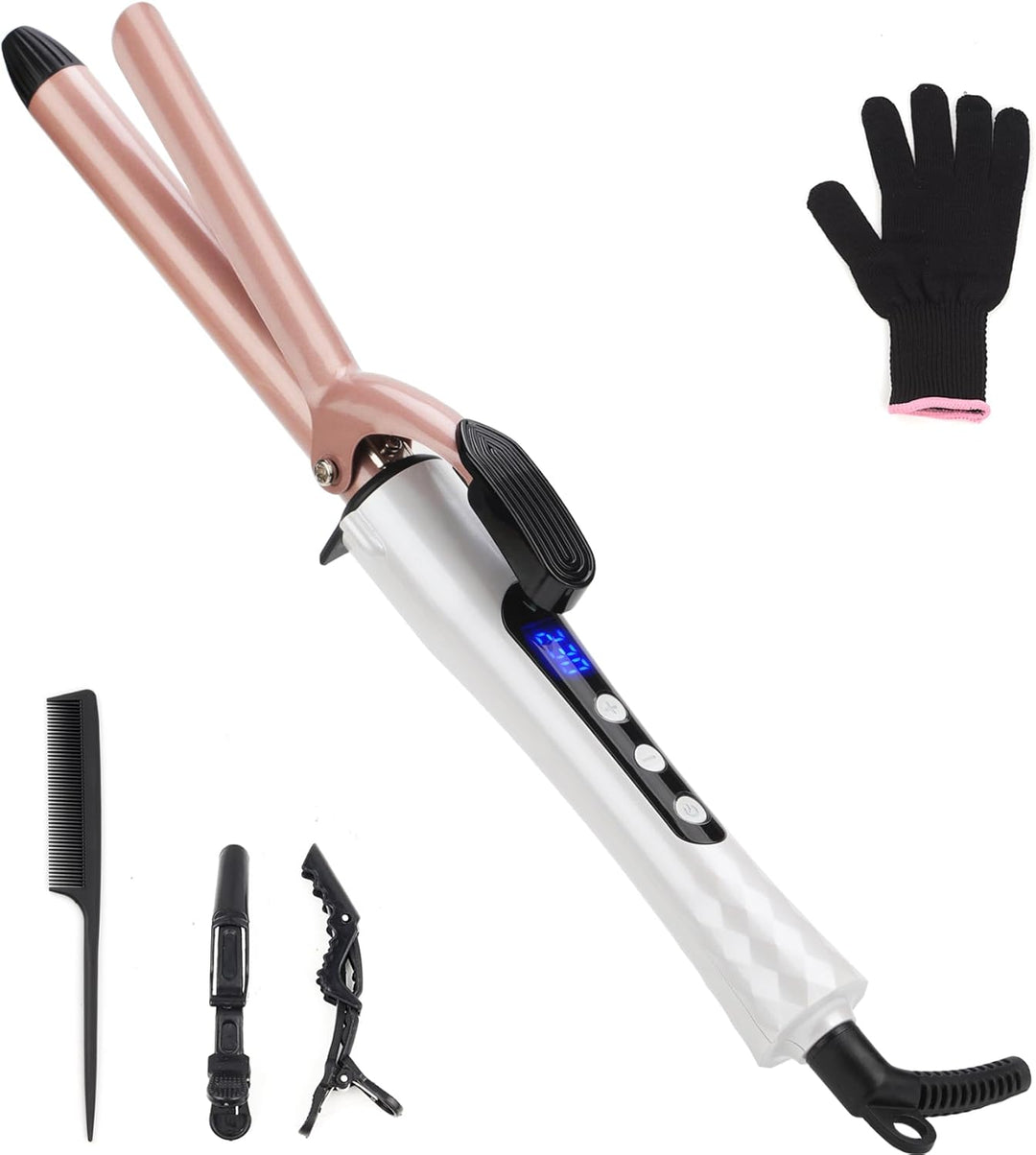 19mm Lockenstab kleine Locken mit Klemme für enge & Wellen, Schnelles Aufheizen 120-230°C Dualspannu