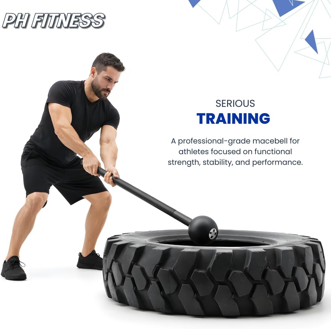 PH Fitness Steel Macebell – Professionelle Funktionelle Trainingsmace aus massivem Stahl – Ganzkörpe