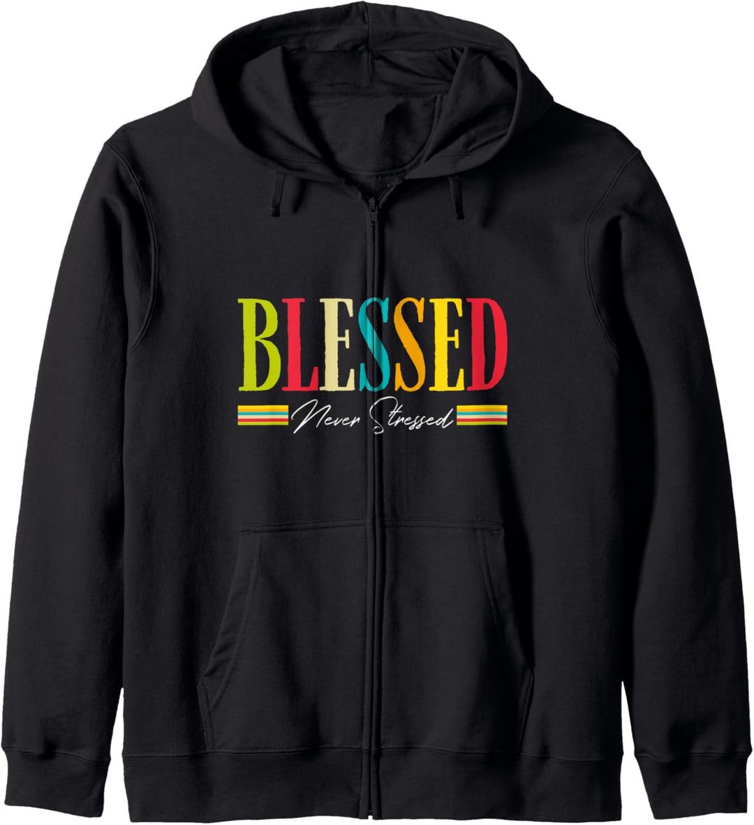 Blessed Never Stress Retro Motivational Saying Kapuzenjacke