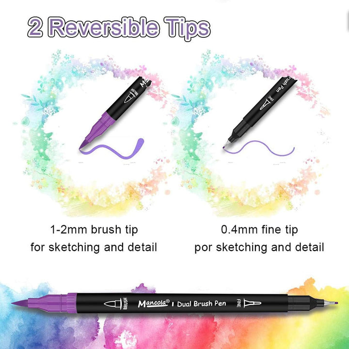 mancola 100 Filzstift Set, Aquarell Marker Stift Set Doppelspitze Textmarker, bullet journal stifte