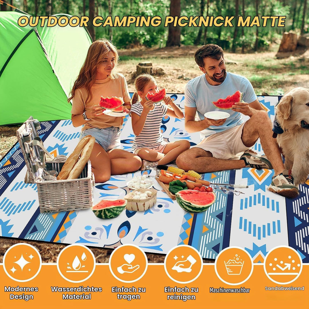 EXTSUD Outdoor Picknickdecke, 200x200cm Camping Picknick Matte Feuchtigkeit Pad Meeres-Herz Tragbare