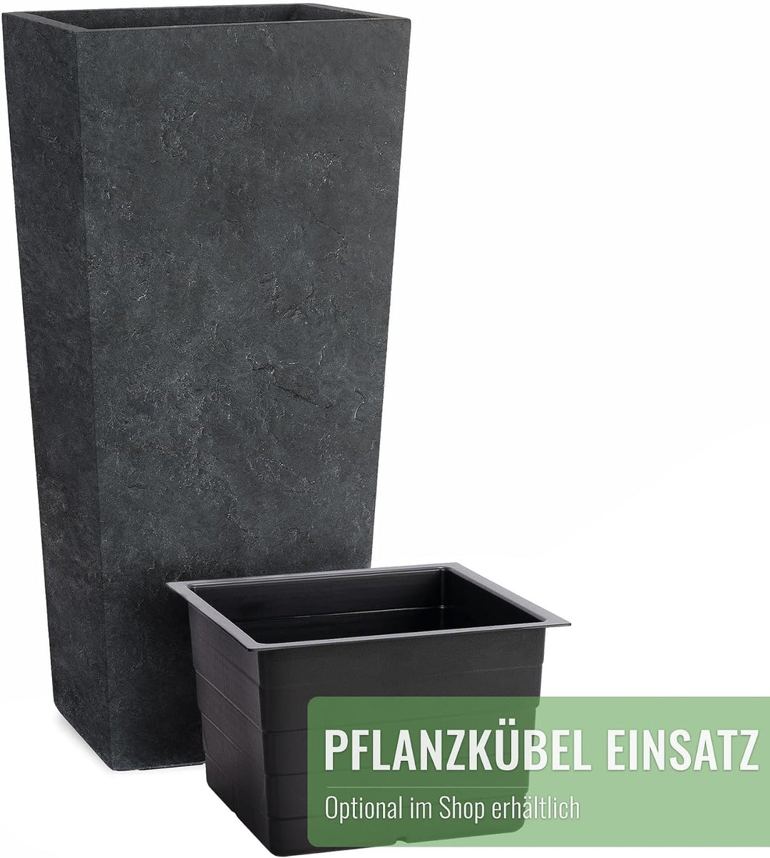Pflanzwerk® Pflanzkübel Bodenvase Fiberglas Conic Lava ANTHRAZIT 80x40x40cm *Frostbeständige Blumenk