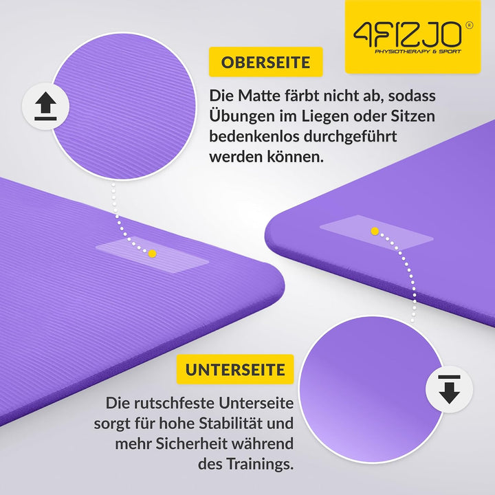 Fitnessmatte mit Tragegurt, Abm. 180x60 cm, NBR-Schaumstoff, Rutschfest, Komfort, In & Outdor, Pilat