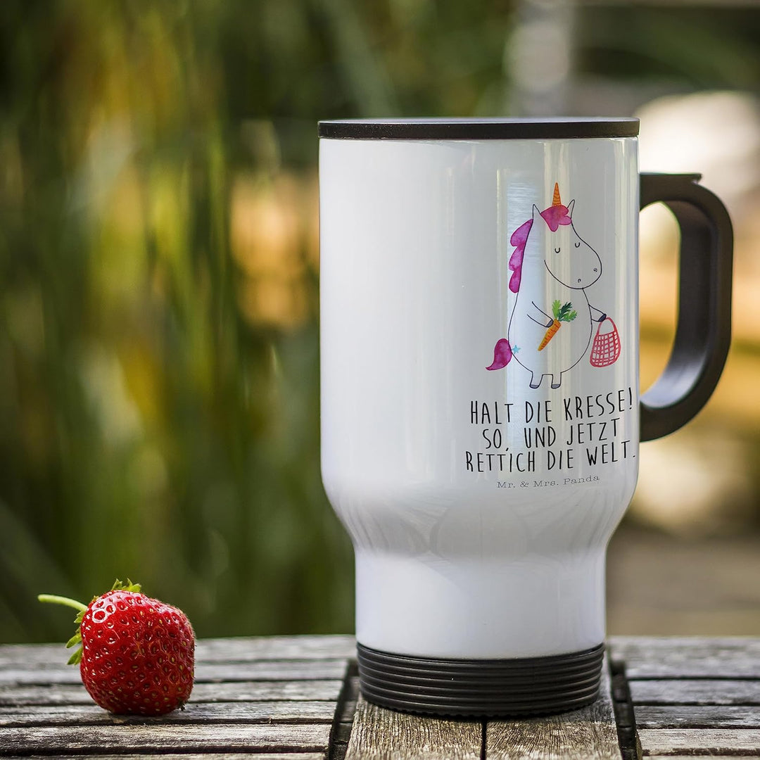 Mr. &amp; Mrs. Panda Thermobecher Einhorn Gemüse - Geschenk, Biomarkt, Einhorn Deko, Kaffeebecher, Therm