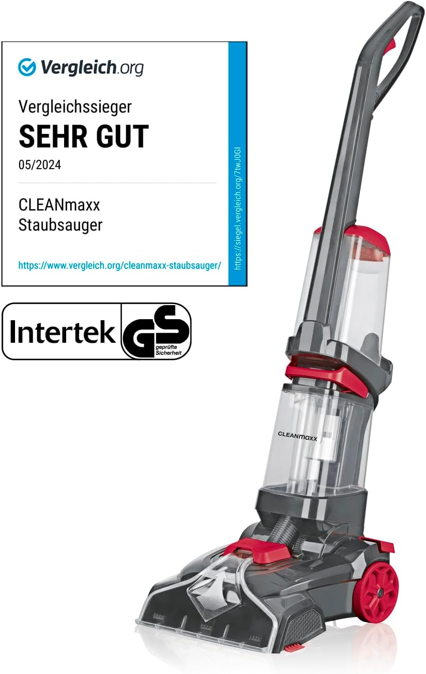 CLEANmaxx Teppich- &amp; Hartbodenreiniger PRO zum Waschen, Auffrischen und Absaugen von Teppichen, Ausl