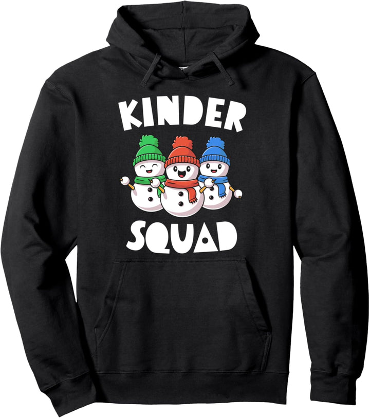 Kinder Squad Kindergarten Christmas Shirt Teacher Snowmies Pullover Hoodie