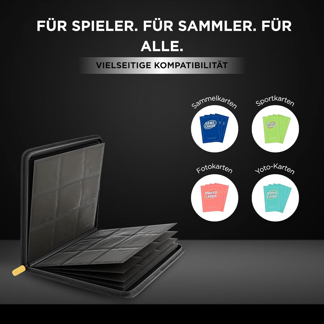 Card Guardian – Premium Sammelkarten Album mit Reissverschluss – 360 Kartenplätze – 9-Pocket TCG Bin