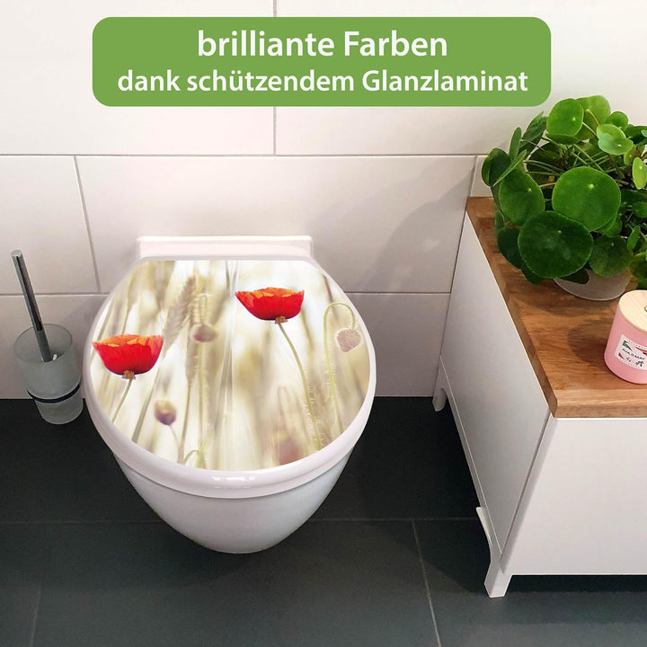banjado Toilettendeckel mit Absenkautomatik 44,5x37cm - Soft Close Toilettensitz - WC Sitz mit Absen