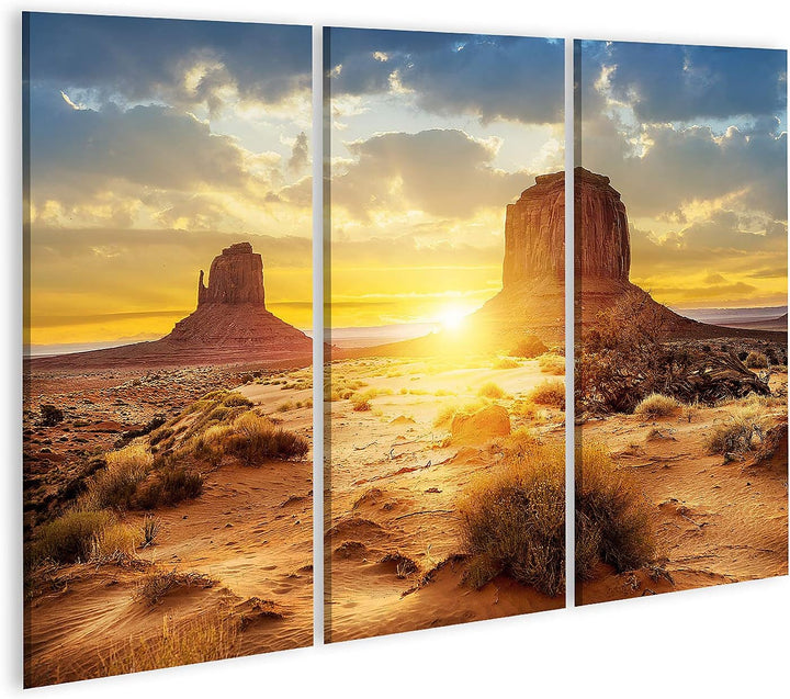 islandburner Bild auf Leinwand Sonnenuntergang Bei Den Sisters Im Monument Valley In Den Usa Bilder