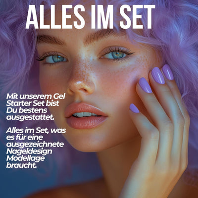 ND24 NailDesign – Gelnägel Starter Set Premium mit Haftgel, Aufbaugel, Frenchgel, Versiegelungsgel,