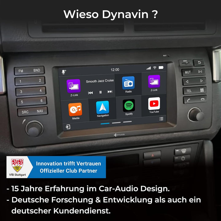 DYNAVIN Android Autoradio Navi für BMW 5er E39 1996-2003 Range Rover 2002-2004, 7 Zoll OEM Radio mit