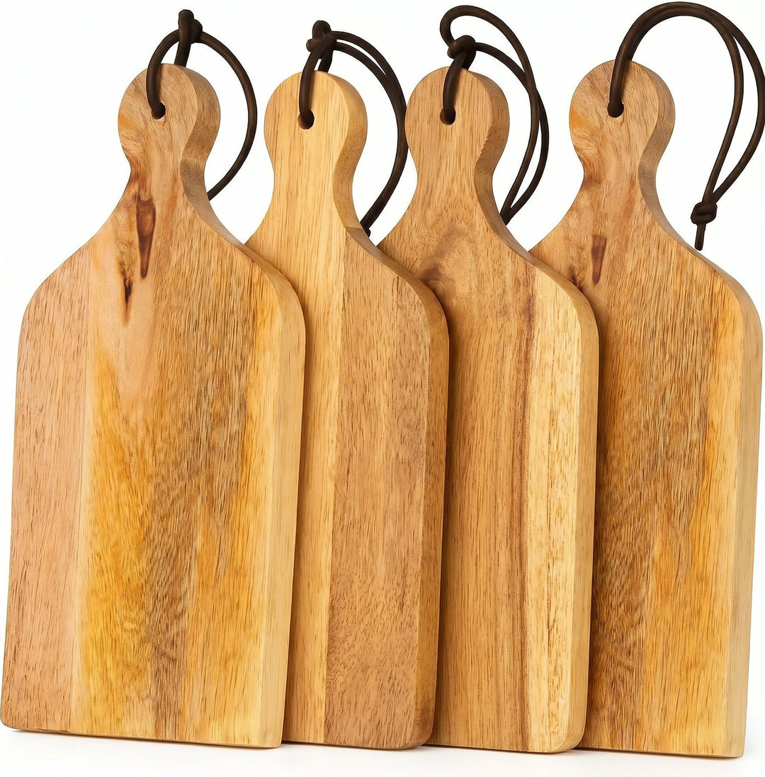 Stilvolle mini Holz-Servierbretter mit Griff und Aufhängung, 19 x 10 x 1,8 cm, für Tapas, Snacks, Ge
