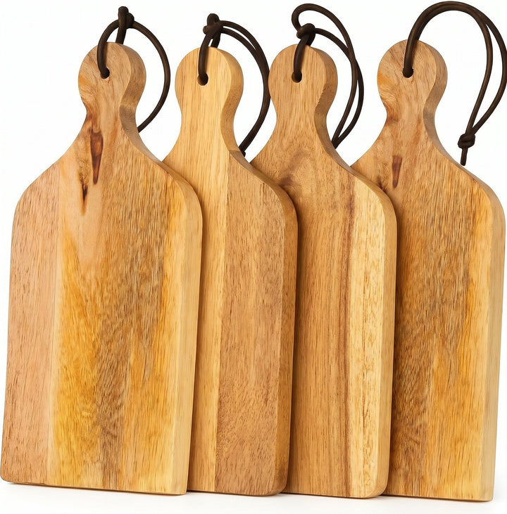 Stilvolle mini Holz-Servierbretter mit Griff und Aufhängung, 19 x 10 x 1,8 cm, für Tapas, Snacks, Ge