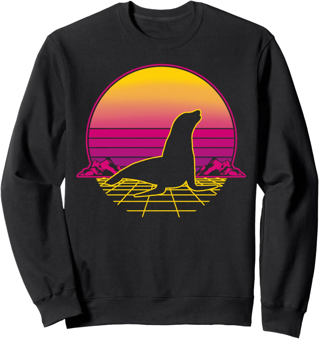 Seelöwe Seehund Meeresbiologie Retro Vintage Geschenk Sweatshirt