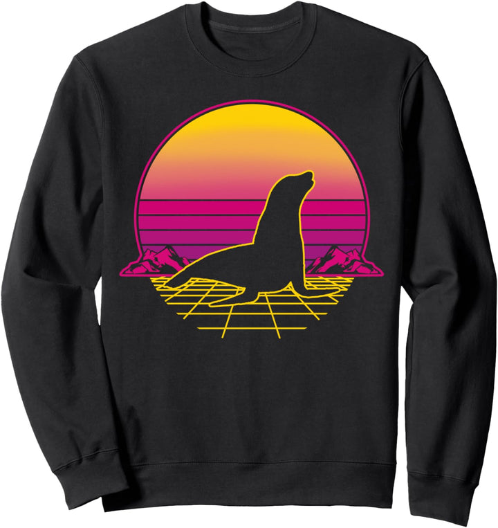 Seelöwe Seehund Meeresbiologie Retro Vintage Geschenk Sweatshirt