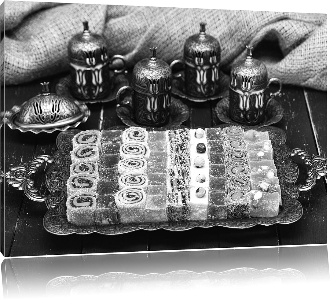 Pixxprint türkische Desserts als Leinwandbild/Grösse: 100x70 / Wandbild/Kunstdruck/fertig bespannt,