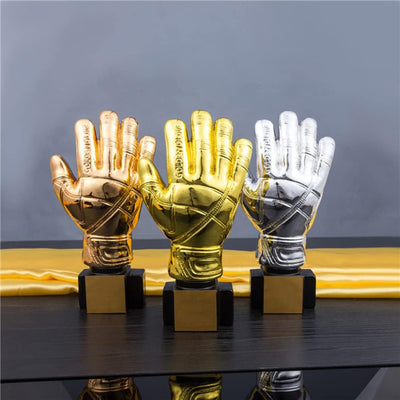 HOMSFOU Gold Award- Troph?e mit Basis- Torhüter- Plattieren von Harz Goalie Handschuhe Form Fussball