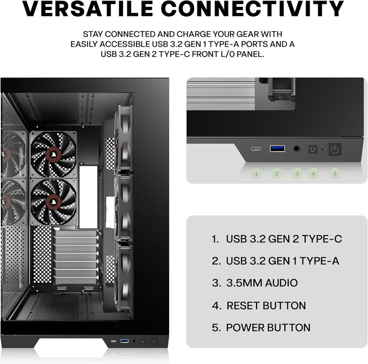 KEDIERS PC Gehäuse - vorinstallierte 4-Lüfter, ATX Mid Tower Gaming Gehäuse, Computergehäuse mit öff