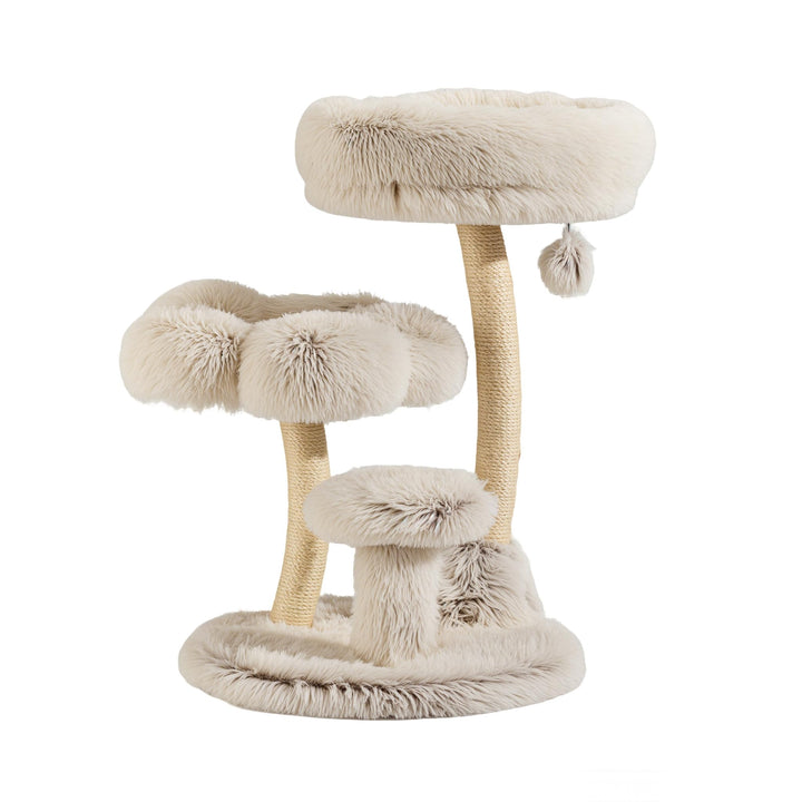 Fudajo Designer Kratzbaum 49 x 49 x 74 cm, Katzenkratzbaum mit Plüsch und Sisal, Kletterbaum für Kat