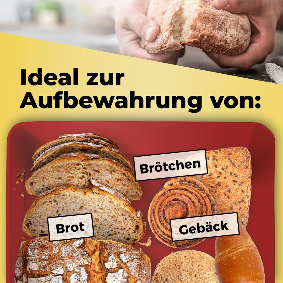 Lumaland Cuisine Brotkasten | Brotdose aus Metall mit Bambus Deckel | Brotbox rechteckig 30,5 x 23,5