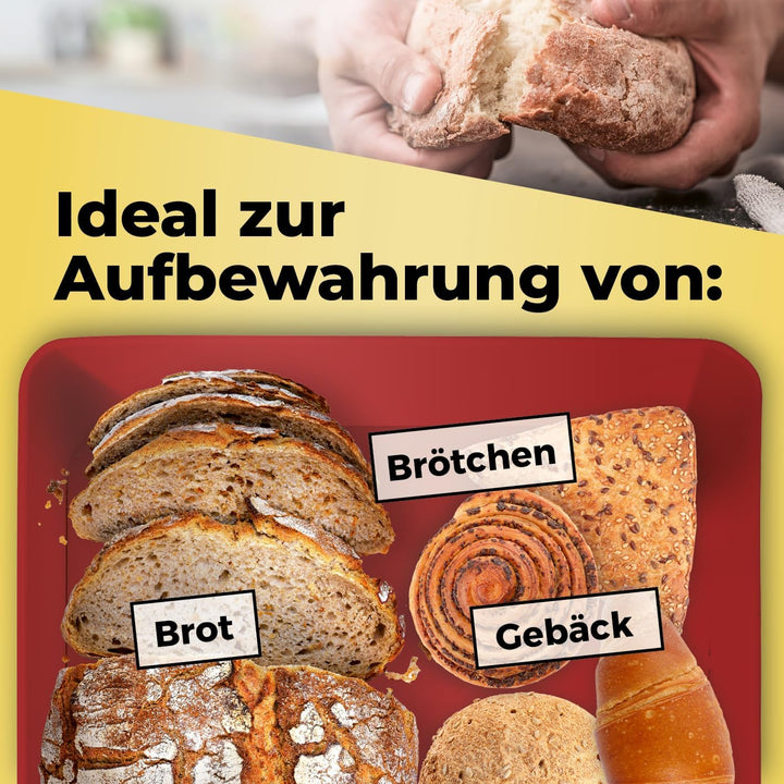 Lumaland Cuisine Brotkasten | Brotdose aus Metall mit Bambus Deckel | Brotbox rechteckig 30,5 x 23,5