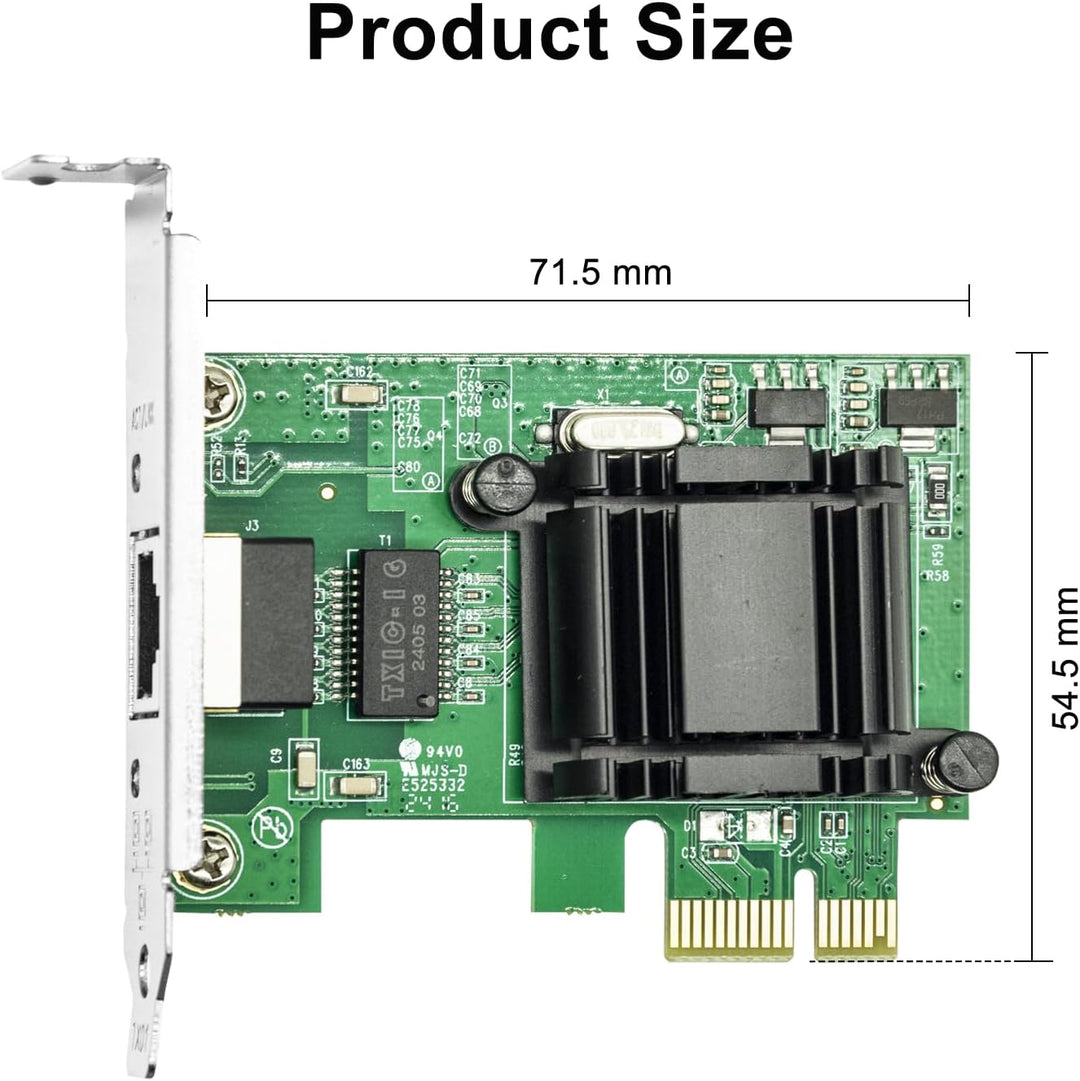 HiFiber Gigabit PCIe Netzwerkkarte, Intel 82574L Chip, 1-Port RJ45 LAN Adapter (NIC), unterstützt VM