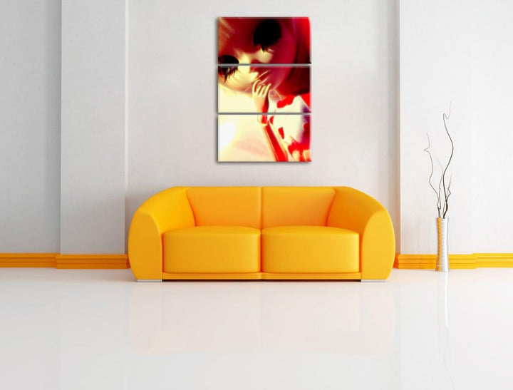 hübsches Pullip-Püppchen mit sehr langen Wimpern NewArt 3-Teiler Leinwandbild 120x80 Bild auf Leinwa