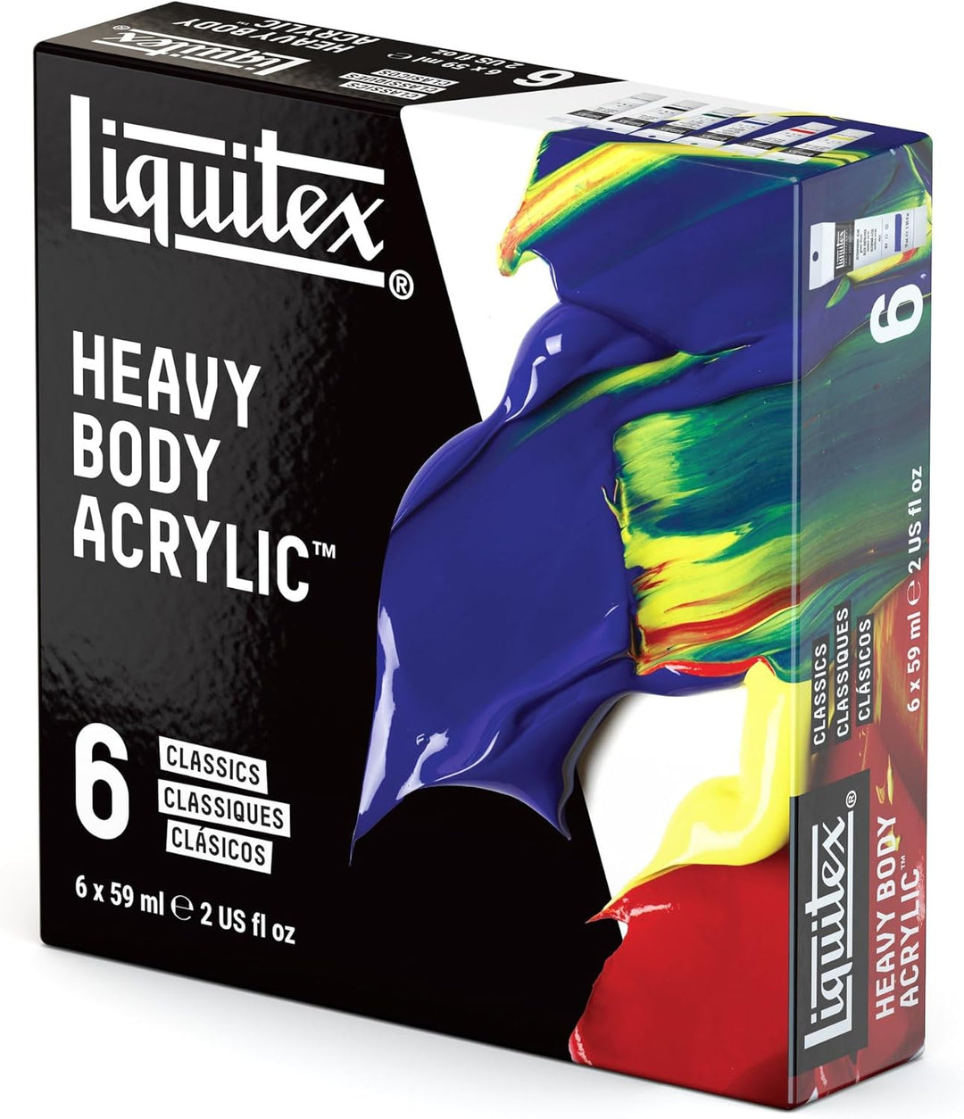 Liquitex 3699311 Acrylfarbe Heavy Body, 6 Acrylfarben in Künstlerqualität, Classic Set, 59 ml (6er P