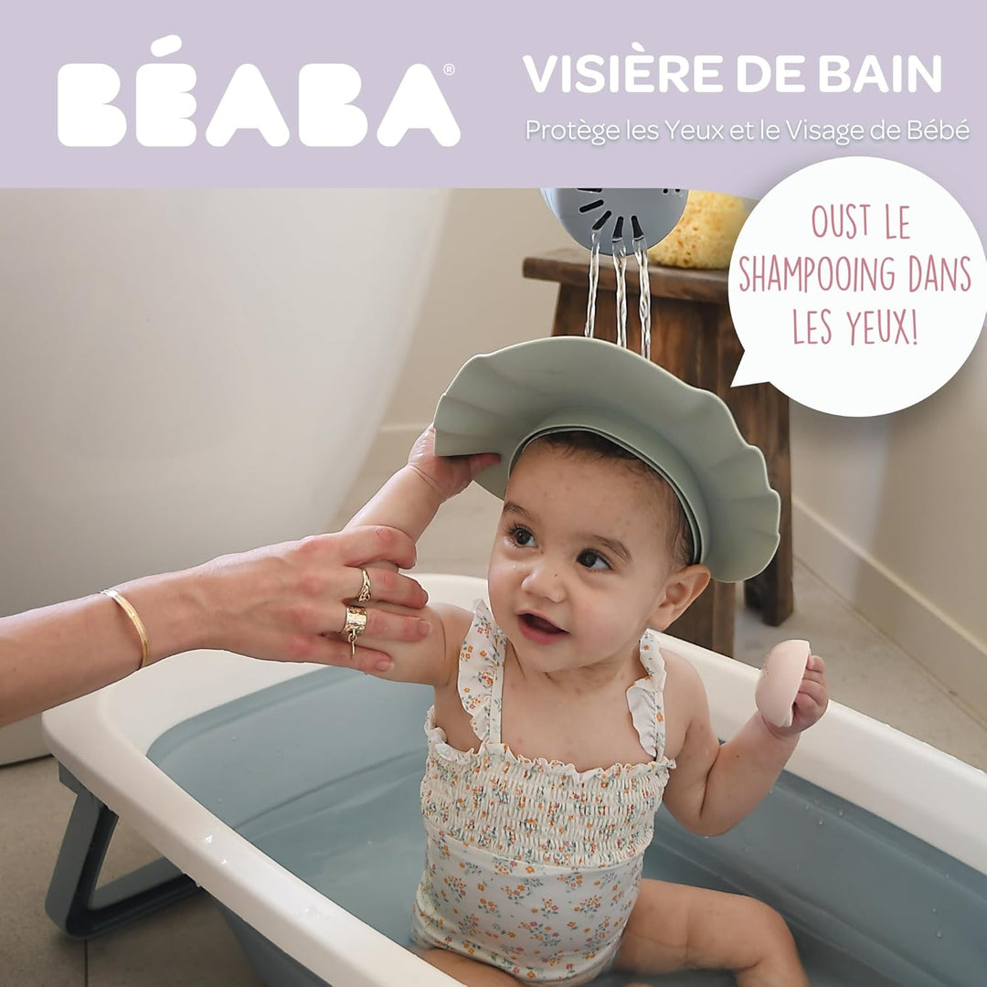 BÉABA, Baby Duschhut, Bademütze, Kopfumfang verstellbar, 5 Positionen, Augen- und Ohrenschutz, Weich