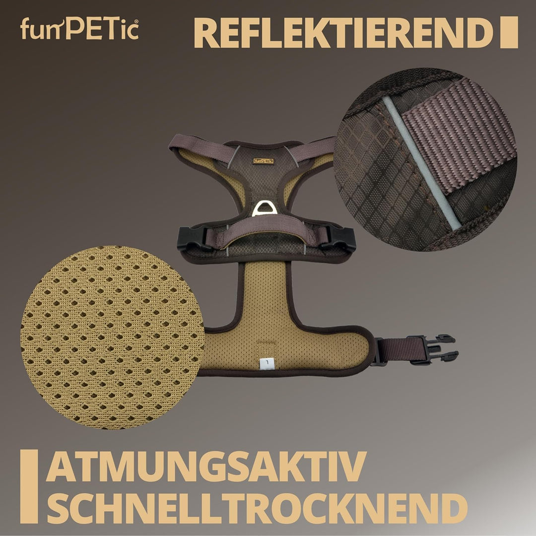 funPETic Hundegeschirr Essential - Anti-Zug Geschirr, reflektierend, gepolstert und atmungsaktiv - B